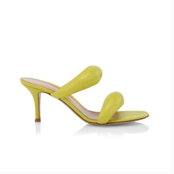 NWOB Gianvito Rossi Bijoux Mule Sandals Heels Womens 37 7 Lime Green Leather NEW - Picture 13 of 13